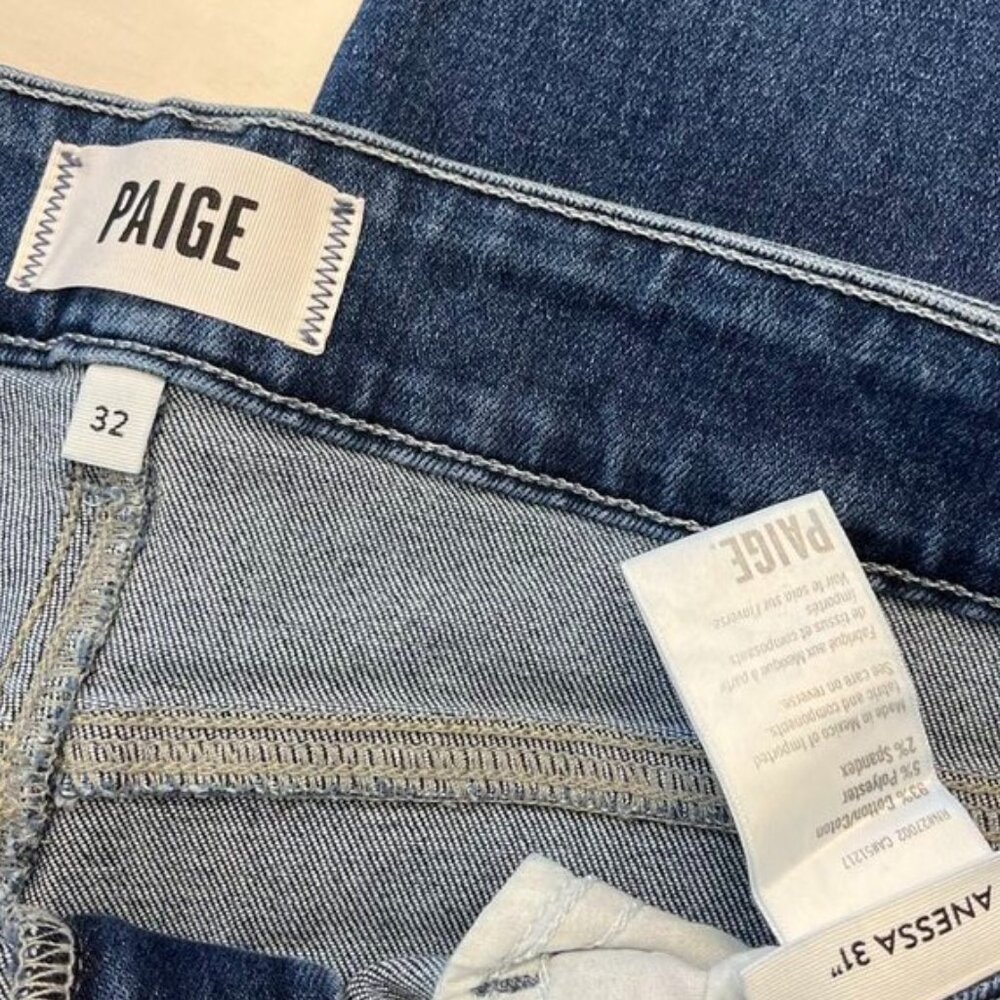 PAIGE Anessa 31 Women’s High Rise Wide Leg Jeans Size 32 Blue - Picture 6 of 8